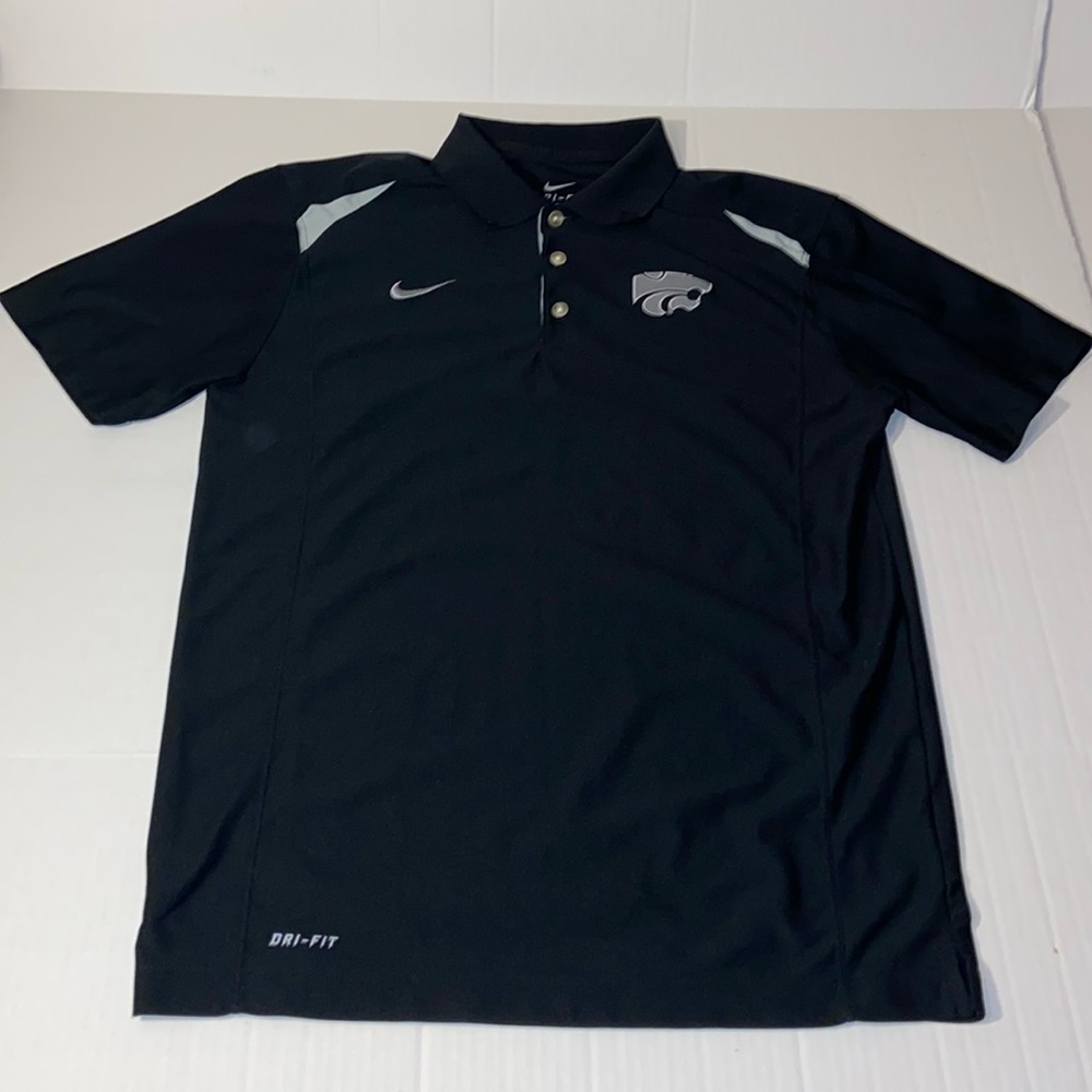 Nike Dri-Fit Men’s Med Short Sleeve Black And Silver K-State Wildcats Polo Shirt